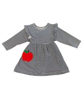 Florence Eiseman Apple & Navy Stripe Dress Girls 3T 🍎✨